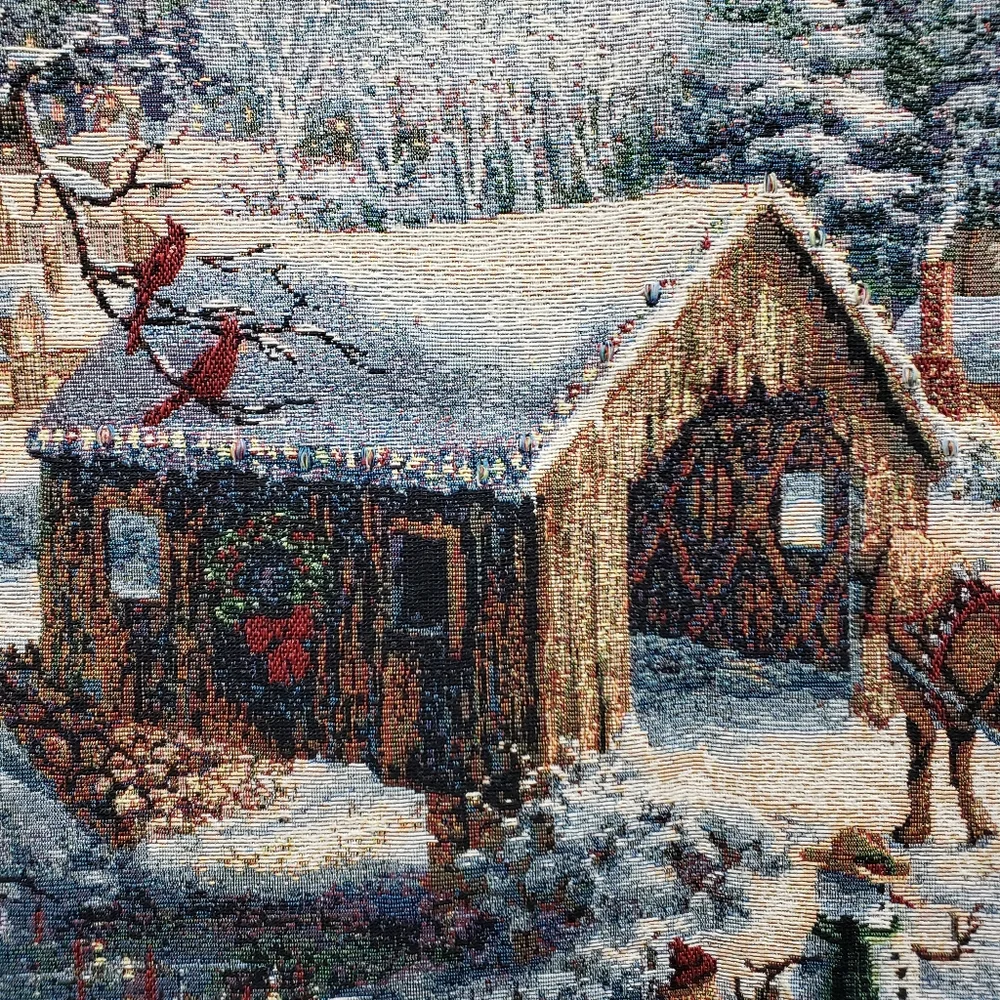 Winter Covered Bridge by Nicky Boehme Wall Tapestry 26X36 Cabin Decor Farmhouse